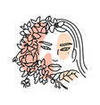 linear female face woth blooming branch feminine vector image vector image