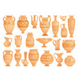 greek vases ancient decorative pots isolated vector image