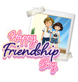 happy friendship day logo banner with photo vector image