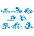 blue sea and ocean waves or surf icons vector image
