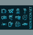 taxi set icons blue glowing neon style vector image vector image