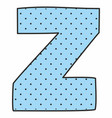 z alphabet blue letter with polka dots isolated vector image