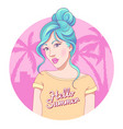 hello summer girl vector image