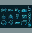 toys set icons blue glowing neon style vector image vector image