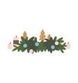 christmas decoration ornament with fir branch vector image
