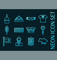 ukraine set icons blue glowing neon style vector image
