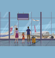 a family with daughter at the airport look vector image vector image