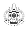 bowling league ultimate vintage label black vector image