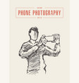 girl takes pictures camera photo sketch vector image