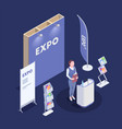 expo stand isometric composition vector image vector image