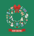 wreath shaped merry christmas card vector image