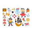 different pirate elements for kids flat set vector image