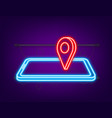 flat neon icon pin smartphone vector image vector image