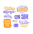 set with lettering quotes and phrases about radio vector image vector image