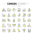 set flat line icons canada vector image