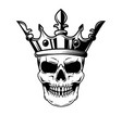 skull with king crown design element for logo vector image