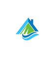 mountain river house nature logo vector image
