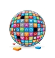abstract sphere with application icons image vector image