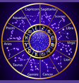 golden circle zodiac constellation vector image