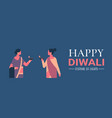 happy diwali indian women holding oil lamp candle vector image vector image