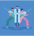 professional doctors staff wearing medical masks vector image
