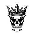 skull with king crown design element for logo vector image vector image