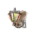 vintage lanterns lamp hand drawn vector image