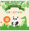 cute animals lion panda and crocodile for kids vector image vector image