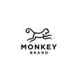 simple line jumping monkey ape logo icon design vector image
