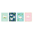 collection of beautiful swans posters for design vector image vector image