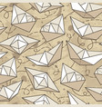 seamless pattern with paper ships vector image vector image