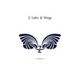 z letter sign and angel wings monogram wing logo vector image vector image