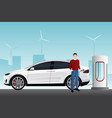 man with electric car vector image vector image