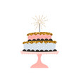 festive cake with candle birthday wedding vector image