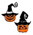 halloween pumpkin in witch hat design element vector image