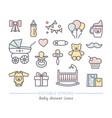 baby shower line icons with editable stroke vector image vector image