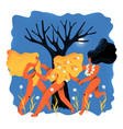 girls with long hair dance around the tree vector image