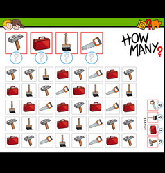 How many tools and objects counting game Vector Image
