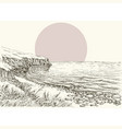 sea beach and cliff sketch vector image vector image