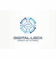 digital lock creative symbol concept circuit vector image vector image