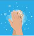 man washes hands with soap hygiene vector image vector image