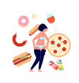 overeating fast food addiction nutrition vector image