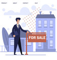 realtor standing near ad signboard and new house vector image