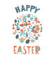 funny happy easter eggs hunt greeting card vector image vector image