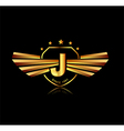 letter j winged crests logo alphabet logotype vector image vector image