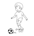 coloring book boy playing soccer vector image