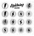 set of vintage lightning bolts and sunrays vector image