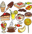 desserts sweets drinks icon set vector image vector image