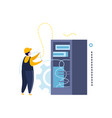 electrician connecting power composition vector image