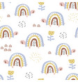 seamless childish pattern with cute rainbow vector image